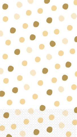 Amscan Whimsical Dot Cream Disposable 2 Ply Eco Paper Guest Towels Tableware (16 Piece), 8" x 4.5", Cream/Brown