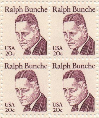 Ralph Bunche Set of 4 x 20 Cent US Postage Stamps NEW Scot 1860