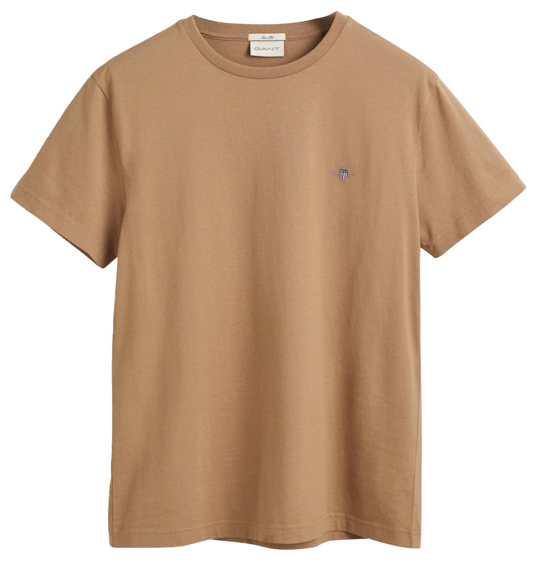 GANT Men's Slim Shield SS T-Shirt, Warm Khaki, L