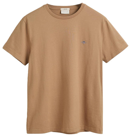 GANT Men's Slim Shield SS T-Shirt, Warm Khaki, L