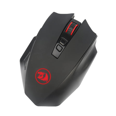 Redragon M655 Ergonomic Wireless Gaming Mouse, Red LED Backlit with 7 Buttons Macro Programmable 4000 DPI for Windows PC Gamer