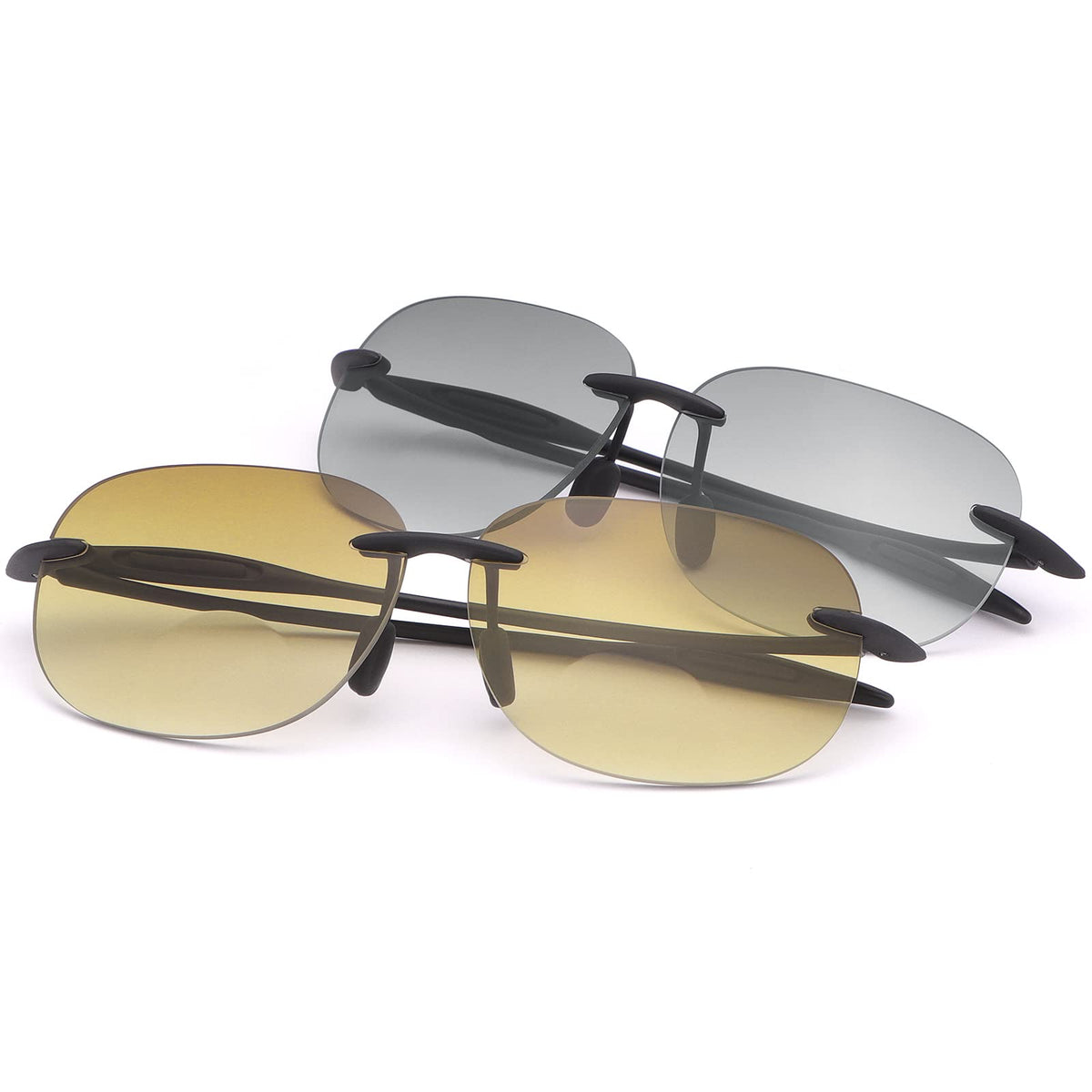 2 Pairs Rimless Bifocal Reading Sunglasses UV400 Protection Sports Outdoor Unisex Sun Readers Blue Light Blocking Glasses for Men and Women Driving Safety Eyeglasses Tinted Lens Shades Eyewear 1.5