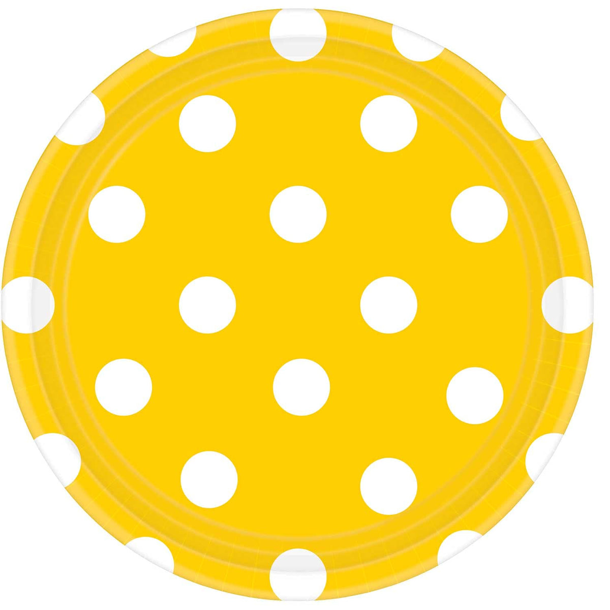 Amscan Dots Round Plates Party Supplies, 8 pieces, Yellow unshine