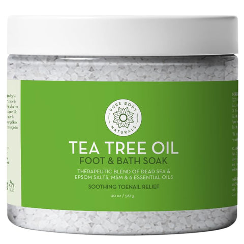 Tea Tree Oil Foot & Bath Soak with Epsom and Dead Sea Salt, 20 oz - Therapeutic Blend - Relief for Tired Muscles, Addresses Common Foot and Toenail Issues, Eliminates Foot Odor - by Pure Body Naturals