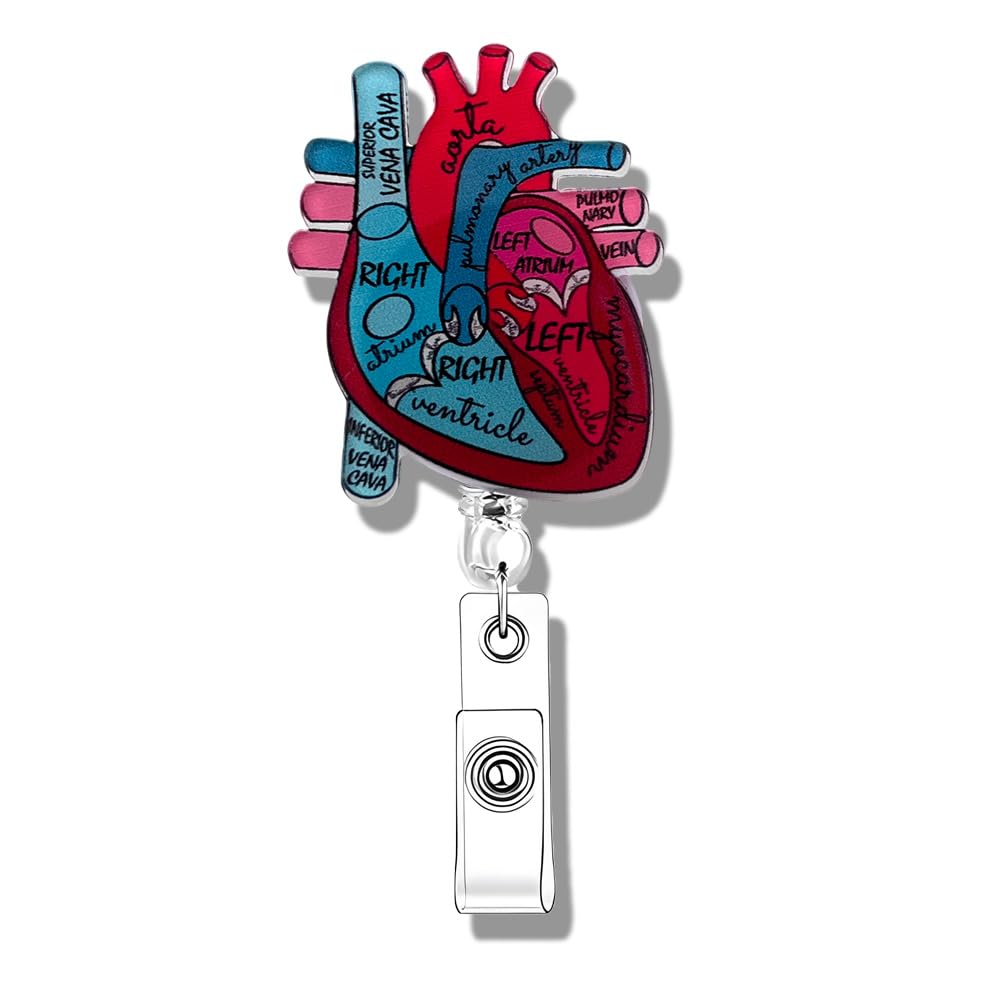 Cardiac Nurse Badge Reel Cute Badge Holder with Clip Pediatric Nurse Badge Reel Retractable Lanyard Nursing Badge Accessories Nurse Badge Clips for Nurses Medical Assistant Doctor Gifts