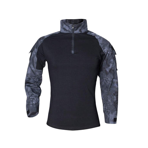 LiliChan Tactical Shirts for Men Long Sleeve Military Shirt Outdoor Shirt Tactical Combat Shirt with ZipperPolice black python pattern, US XL(fit chest:40"-43")