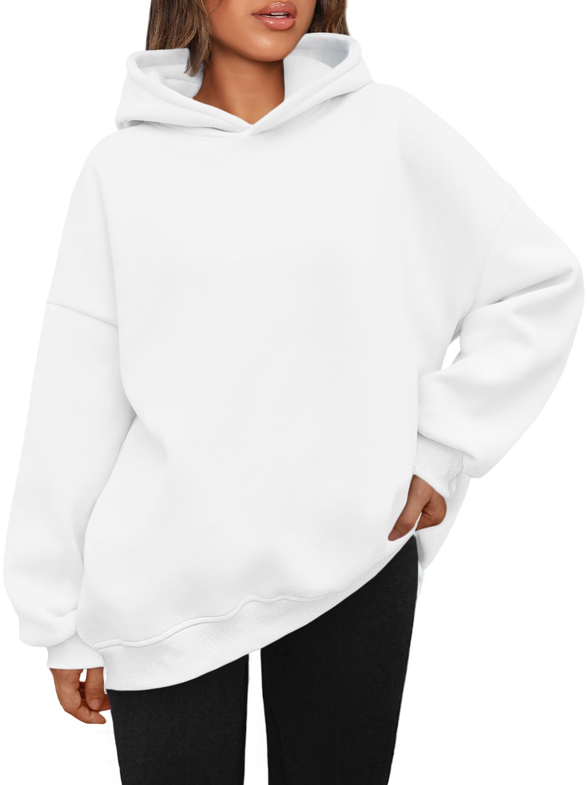 AUTOMET Womens Oversized Hoodies Fleece Sweatshirts Hooded Pullover 2024 Fashion Fall Clothes Trendy Outfits Winter Sweater White