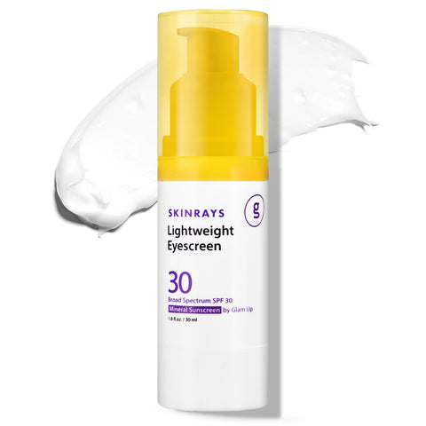 SKINRAYS Hypoallergenic Eyescreen Broad Spectrum Zinc Oxide Mineral Sunscreen for Eye Area, Safe for All Sensitive Skin SPF30 1.12 Fl Oz / 30Ml