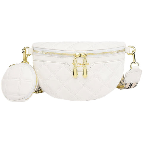 Elsaybro Bumbags for LadiesÃƒÆ’Ã†â€™Ãƒâ€šÃ‚Â¯ÃƒÆ’Ã¢â‚¬Å¡Ãƒâ€šÃ‚Â¼ÃƒÆ’Ã¢â‚¬Â¦ÃƒÂ¢Ã¢â€šÂ¬Ã¢â€žÂ¢Genuine Leather Fashion Belt Bag Sling Shoulder Bag for Women 1 Different Fashion Straps. Ladies Adjustable Multipurpose Chest Bag White