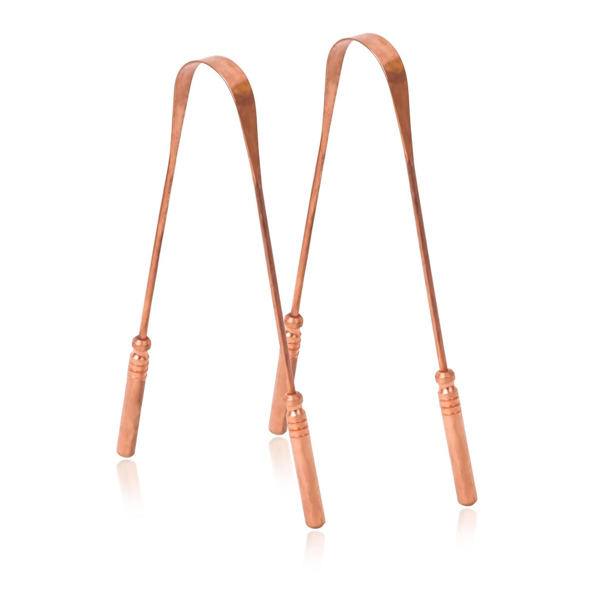 Proficient Enterprises 100% Pure Copper, Tongue Cleaner Pack of 2 Naturally Anti-Microbial, Banishes Bad Breath and Maintains Oral Hygiene, Easy to Use and Clean with reusable pouch.