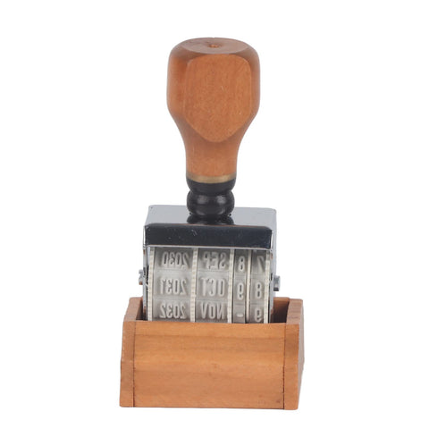 Haosie Roller Date Stamp, Retro Small Date Stamper, Date Stamper Self Inking Day Month Year, with Wooden Handle & Base, for DIY Craft Card Making Planner Scrapbooking