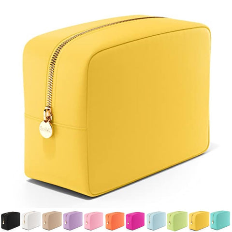 Embla Makeup Bag Travel Cosmetic Bag, Toiletry Bag, Cute Makeup Organizer, Nylon Zipper Pouch Purse Storage Bag Cosmetics Organizer, Cute Womens Make Up Bag Tote, Large Makeup Bags, Lemon Large