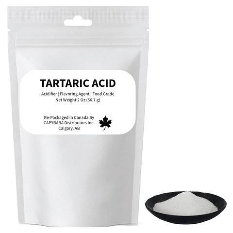 Tartaric Acid Food Grade - 2 Oz (56.7 g) - Used In Making Wine Cider Mead Beer Baking - Sold by CAPYBARA Distributors Inc.
