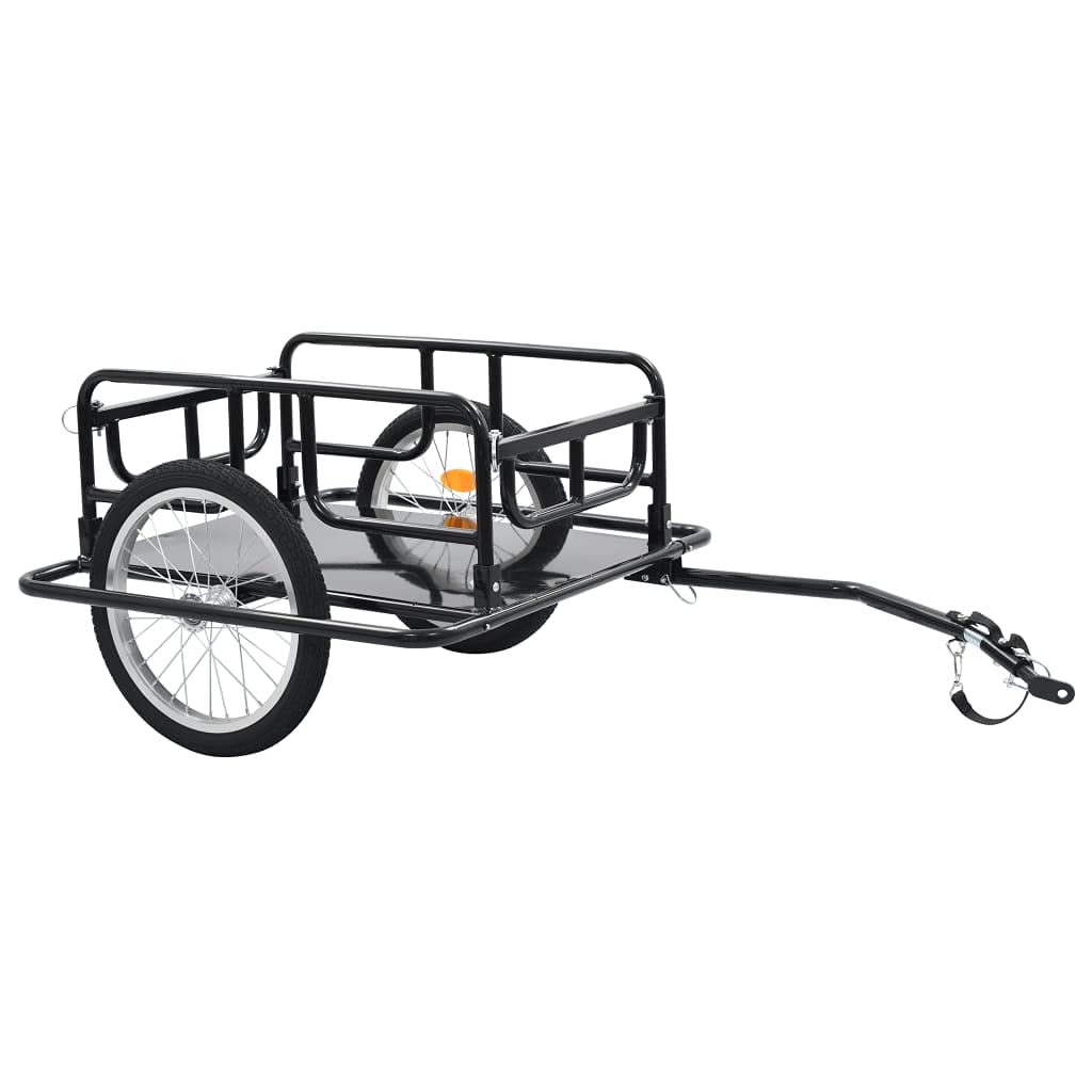 vidaXL Two-Wheeled Bike Cargo Trailer with Quick-Release Hitch and High Load Capacity, Versatile, Compact and Durable Steel Construction, Easy Assembly - Black