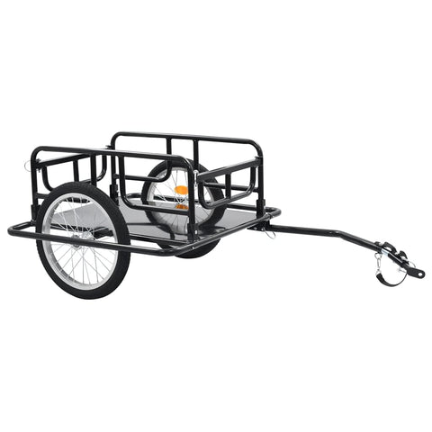 vidaXL Two-Wheeled Bike Cargo Trailer with Quick-Release Hitch and High Load Capacity, Versatile, Compact and Durable Steel Construction, Easy Assembly - Black