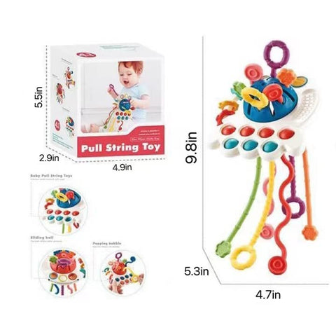 18M+Infant Montessori Toys, Children's Sensory Toys, Flying Saucers, Food-Grade Silicone Cable Activity Toys, Baby Travel Bathing Toys, Baby and Children's Dental Toys
