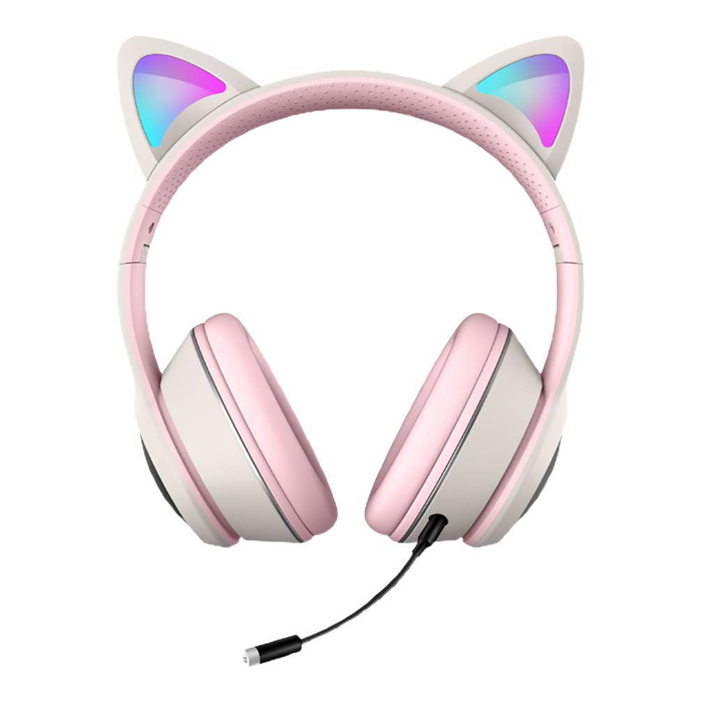 SOLUSTRE 1Pc Luminous Cat Headset Sound Computer Gamer Headset Noise canceling mic Cat Ear Headset USB mic Computer Gaming USB Gaming Headset Computer Microphones USB Headset abs Laptop