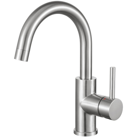CREA Kitchen Single Handle Sink, Basin Taps with 360° Swivel Spout, Mixer Tap for Small Kitchen or Bathroom, Bar Sink Tap with UK Standard Fittings, Stainless Steel