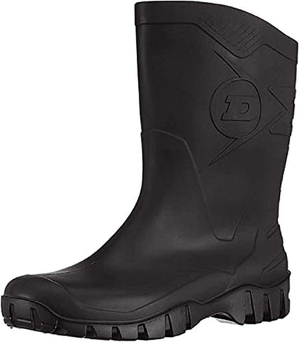 DUNLOP Short Leg Half-Height Wellies Easier On & Off Good For Wider Calf Fitting,Black,7 UK