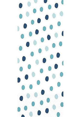 Amscan Whimsical Dot Blue Disposable 2 Ply Eco Paper Guest Towels Tableware (16 Piece), 8" x 4.5", Gray