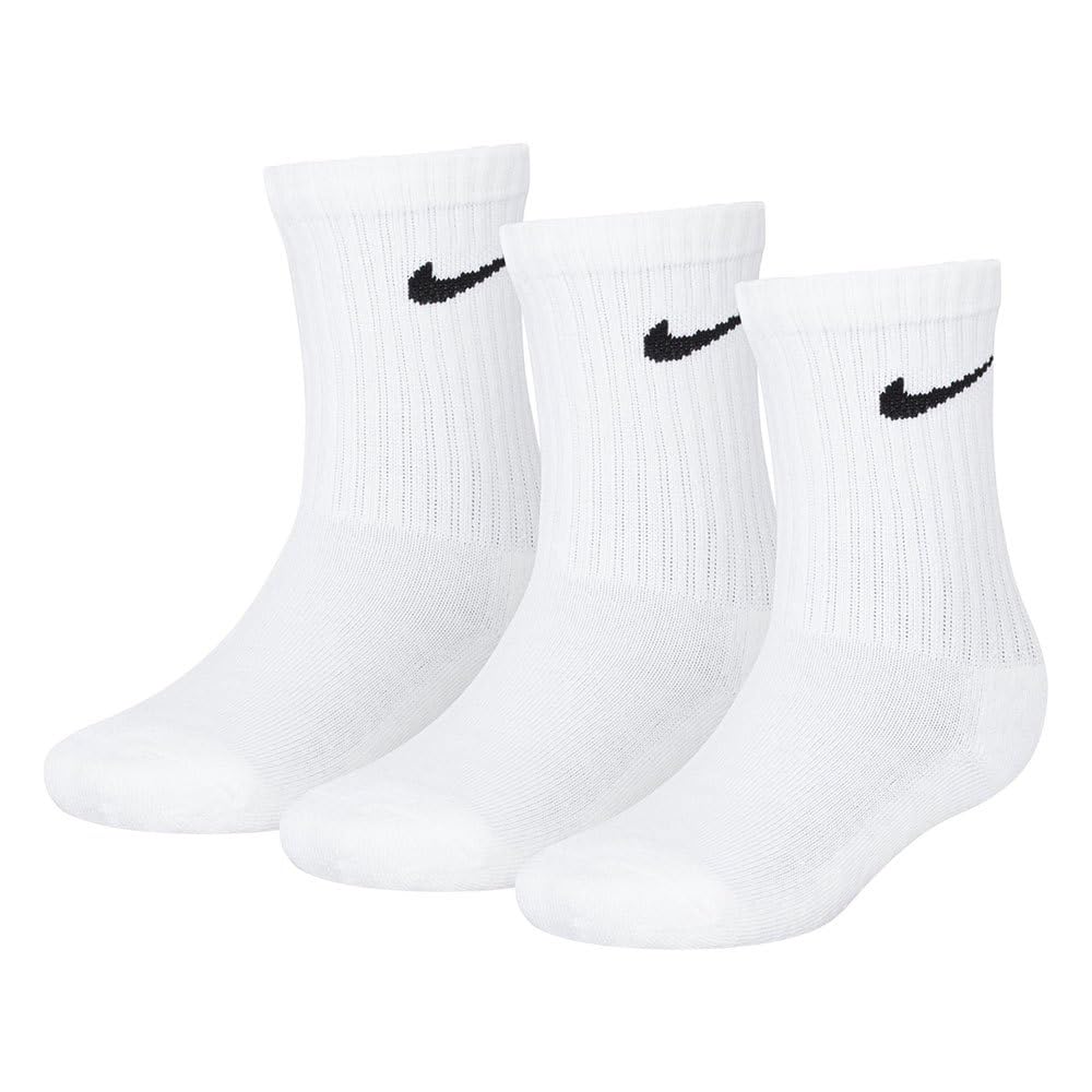 NIKE Unisex Kids Basic Pack Crew 3pk Eu 23 1/2-27 SOCKS, White