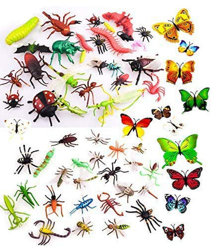 OOTSR 39 Pcs Random Plastic Animal Model Butterfly Toys Figures for Kids Boys, 2-6ÃƒÆ’Ã‚Â¢ÃƒÂ¢Ã¢â‚¬Å¡Ã‚Â¬Ãƒâ€šÃ‚Â Simulation Spiders Cockroaches Scorpions Crickets Lady Butterflies Worms for Education and Christmas Party Favors