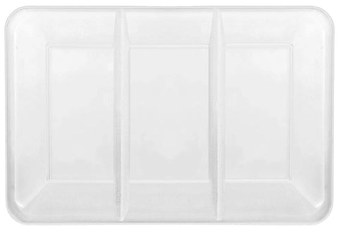 Versatile White Plastic Compartment Tray - 9.5" x 14" (1 Pc.) - Durable Material & Elegant Design - Perfect for Events & Home Use