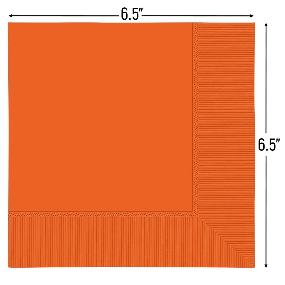 Orange Peel 2-Ply Luncheon Napkins - 6.5" (12 Pack of 40) - Vibrant Paper Napkins Perfect For Events & Parties (480)