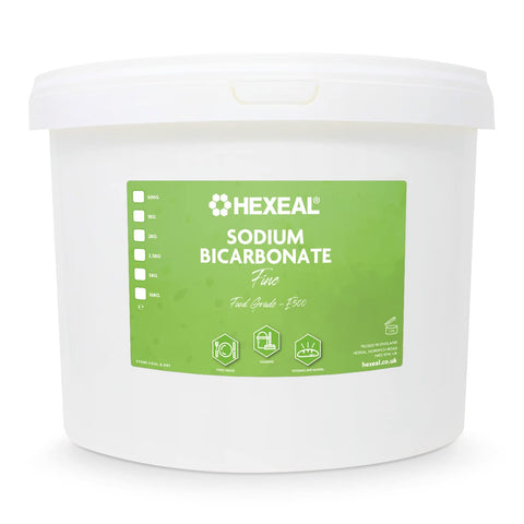 Hexeal 10kg Sodium Bicarbonate - 10kg Bucket of Food Grade Baking Soda for Cooking, Baking, Home Cleaning & Bath Bombs - Fine Powder, Deodorises & Removes Grime - FCC E500
