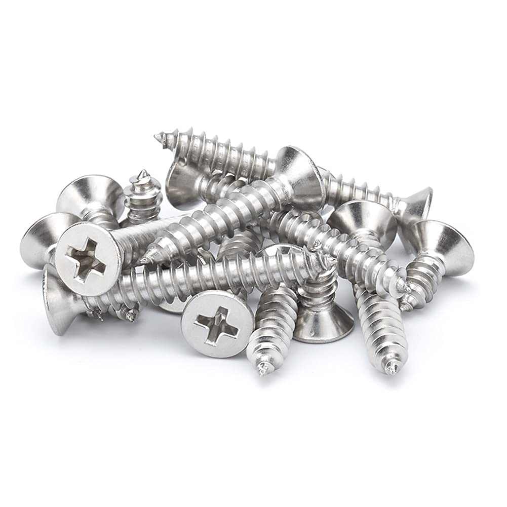 ANSIEDIO Wood Screws Phillips Flat Head Screws Self Tapping Screws, Stainless Steel Countersunk Screws,M4×25mm,50 pcs
