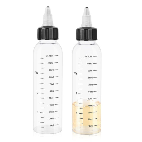 Sliverdew 2Pcs Applicator Bottle for Hair Twist-On Top Tip Cap with Clear Graduated Scale 4 Ounce Hair Applicator Bottle Hair Oil Applicator Plastic Bottle Root Hair Dye Bottle