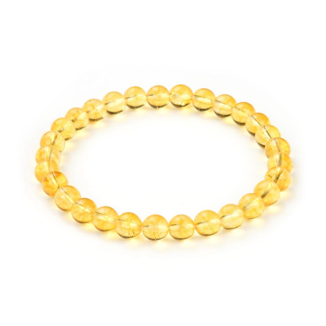 Adabele Real Natural Yellow Citrine Bracelet 7.5 Inch Stretch Gemstone Beaded Bracelet Chakra Healing Crystal Stone Jewelry Women Mom Gift GB6-B27