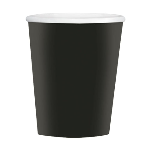 Vibrant Jet Black Paper Cups (Pack of 50) - 12 oz. - Perfect for Parties, Gatherings, Picnics & Home Use