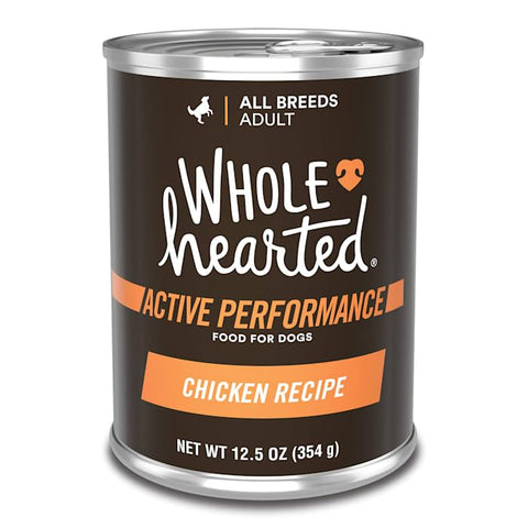 WholeHearted Active Performance Chicken Recipe Wet Dog Food with Whole Grains, 12.5 oz., Case of 12