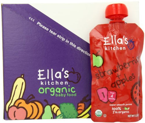 Ella's Kitchen Organic Baby Food Strawberry Plus Apples (4 Plus Months), 3.5 Ounce Pouches (Pack of 7) by Ella's Kitchen