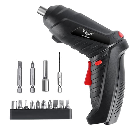 JENABOM 14 in 1 Small Mini Electric Screwdriver Cordless Drill Bits Set Rechargeable 3.6 V Li-Ion 3.5 N.m Max Torque Electric Rotating Drill for Drill Walls, Wood, Plastic