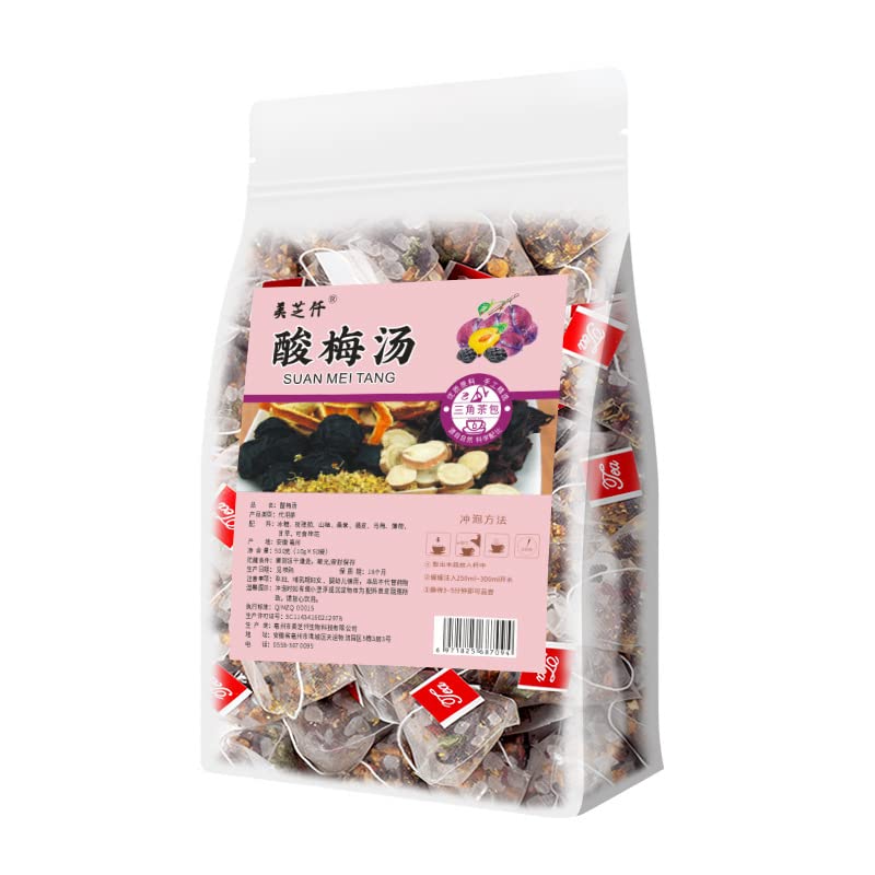 ??? 10g*50bags Sour Plum Tea Bags, Plum Syrup Chinese Juice Drink Cold & Hot, Sweet-Sour Plum Juice 17.6OZ (500g)