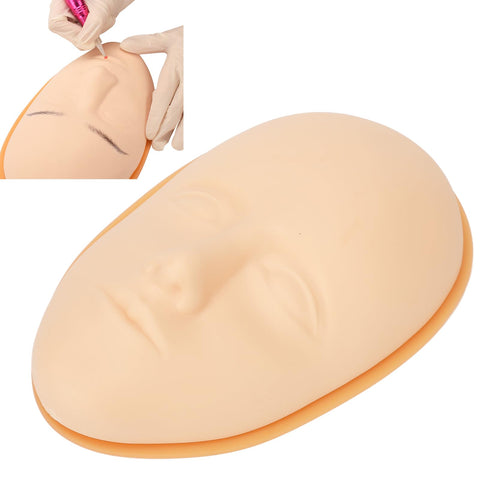 5pcs Silicone Tattoo Practice Face, 3D Microblading Cosmetic Training Fake Skins with Orange Skin Support Base
