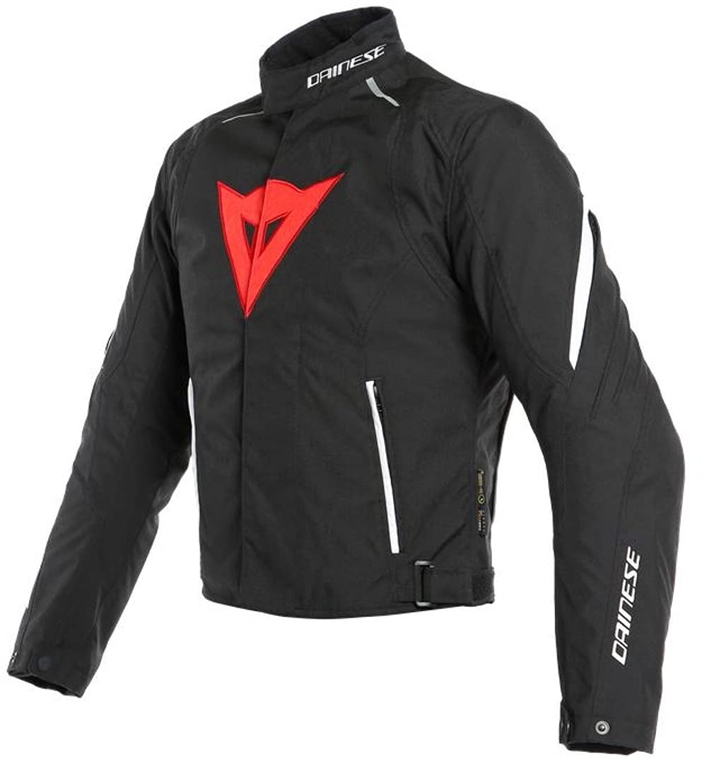 Dainese Laguna Seca 3 D-Dry Jacket, Motorbike Jacket, Men, Black/Lava-Red/White, 50