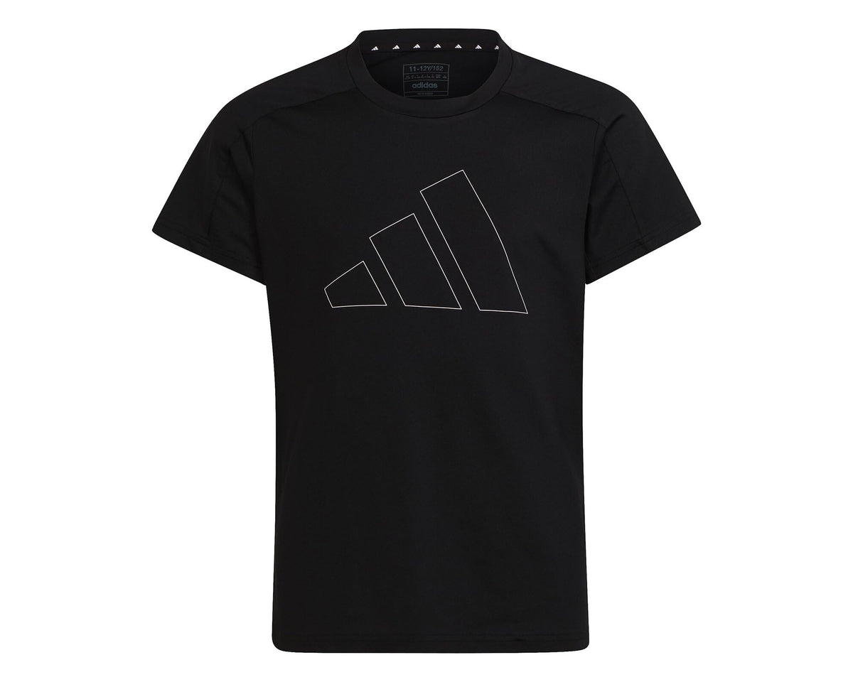 adidas Girl's Essentials AEROREADY Regular-Fit Logo Tee, Black/White, 7-8 Years