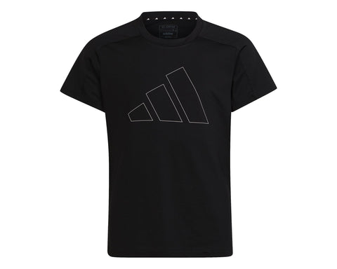 adidas Girl's Essentials AEROREADY Regular-Fit Logo Tee, Black/White, 7-8 Years