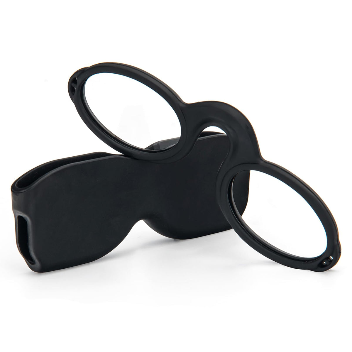 REAVEE Ultra Slim Armless Reading Glasses for Men Women, Small and Flat Readers Compact Pocket Size with Stick-on Case Holder,Black 3.0