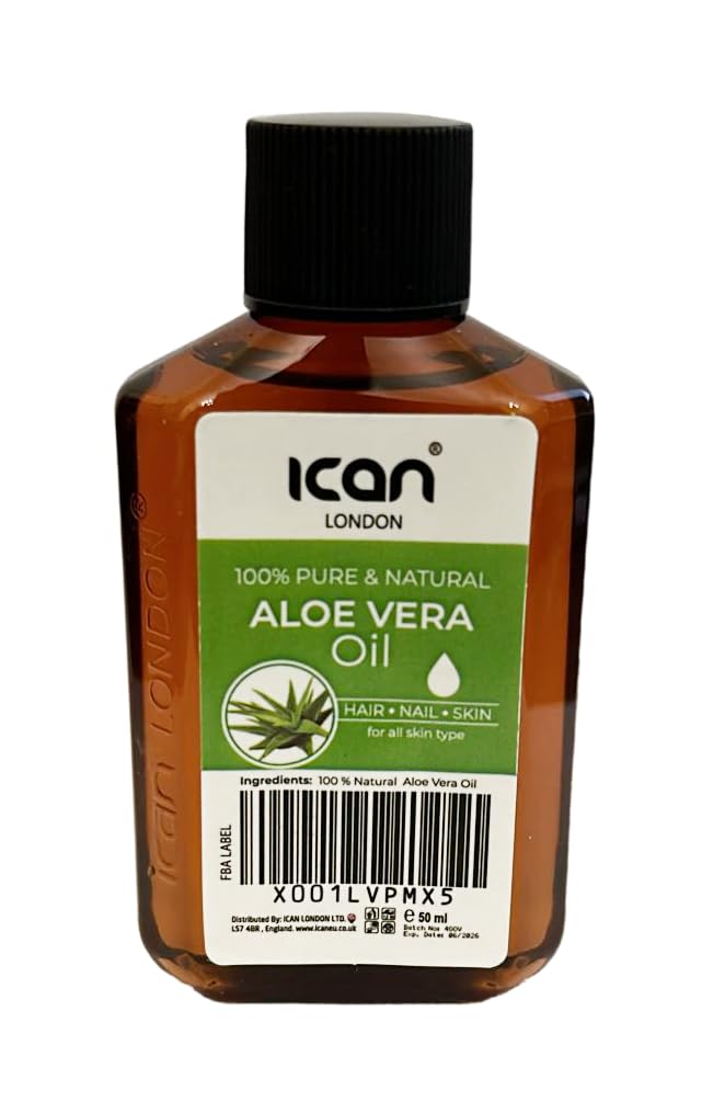 ican 100% pure & natural Aloe Vera oil for hair, skin 50ml travel size
