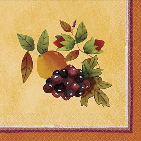Amscan Thanksgiving Medley Beverage Paper Napkins - 5" x 5", Multicolor, 16 pcs
