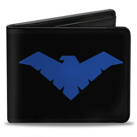 Buckle-Down unisex adults Buckle-down Pu Bifold - Nightwing Logo Black/Blue Bi Fold Wallet, Multicolor, 4.0 x 3.5 US