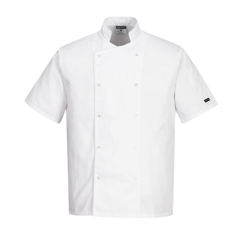 Portwest C733 Cumbria Chef Jacket - Lightweight Short Sleeve Comfort Workwear White, Large