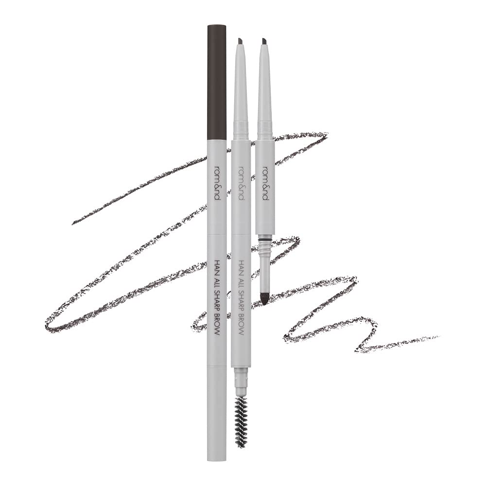 rom&nd HAN ALL SHARP BROW c1 classic gray, Dual-Sided, Fine Tip, Shapes & Defines & Fills Brows, for All Brows from Dark Brown to Blonde, Natural Makeup, Sharp Tip Applicator, K-Cosmetics