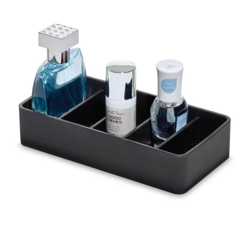 iDesign The Sarah Tanno Collection 5 Slot Silicone Cosmetic Drawer Organizer, Black