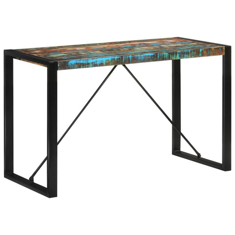 vidaXL Solid Reclaimed Wood and Metal Dining Table - Vintage Kitchen Table, Industrial Rectangle Frame, Black, 120x55x76cm