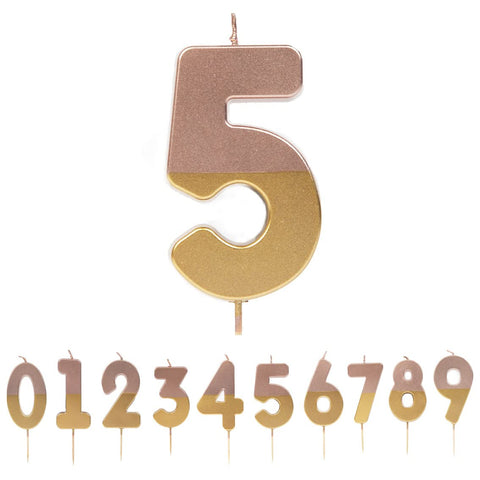 Talking Tables Rose Gold Number 5 Candle Premium Quality Pink Birthday Cake Topper Decoration for Kids, Adults, 50th Party, Anniversary, Milestone, ROSEGOLD5,8 cm